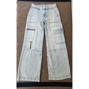Vintage Y2K Arizona Jeans Blue Cargo Baggy Loose Wide Leg Skater Women's 0